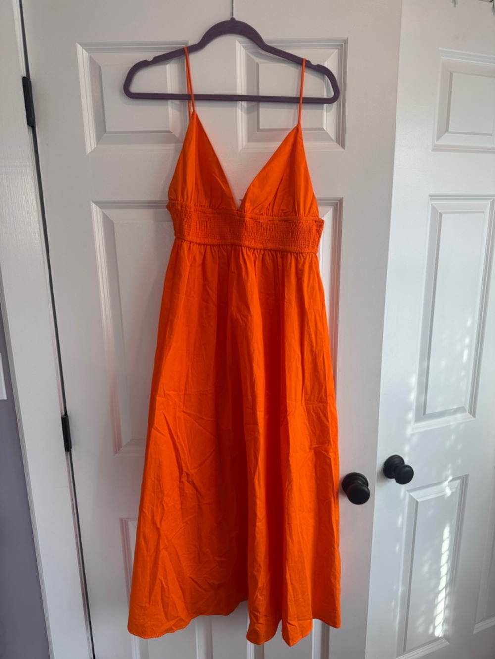 Zara Vibrant Orange Maxi Dress with Spaghetti Straps